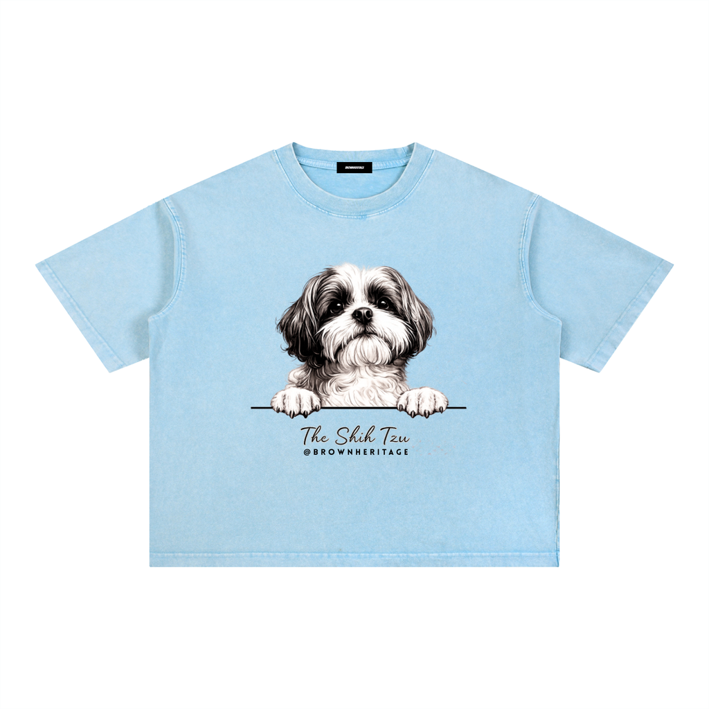 The Shih Tzu- Mineral Wash Boxy Cotton T-Shirt