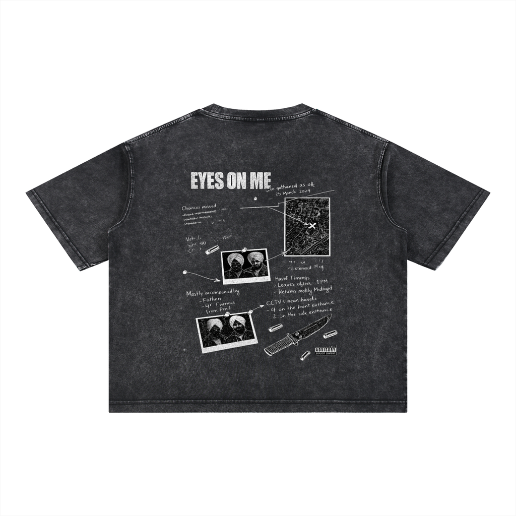 EYES ON ME- Mineral Wash Boxy Cotton T-Shirt